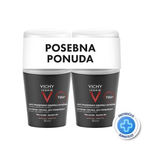 Vichy Homme antiperspirant roll-on 72h 2×50 ml PROMO